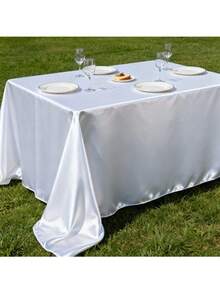 1 chiếc khăn trải bàn hình chữ nhật bằng vải satin, thích hợp cho trang trí Ngày của Mẹ và các ngày lễ, tiệc tùng, tiệc chiêu đãi, cắm trại, đám cưới, dã ngoại, tiệc nướng BBQ, sử dụng hàng ngày trong nhà và ngoài trời. - trắng - Xem 12