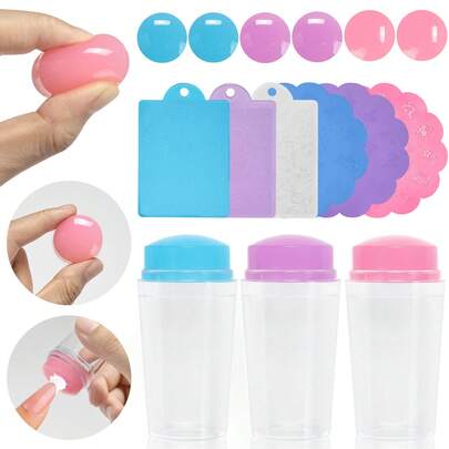 4pcs Nail Art Stamping Plate Set With Scraper, New Stamp Plates, Silicone Stamp Head, Nail Art Stamping Tools For French Manicure Flower Designs