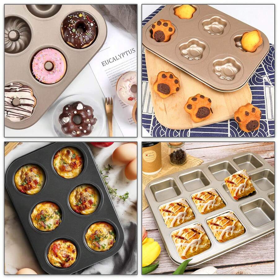 6-Cavity Mini Donut Baking Mold, Non-Stick Carbon Steel Donut Baking Pan, Oven- Donut Mold - Multicolor - View 1