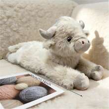 可爱高地牛毛绒抱枕，卡哇伊高地牛毛绒玩具，软萌毛绒玩具，儿童及女孩拥抱毛绒抱枕 - 駝色 - 查看 9