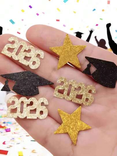 2026毕业帽星星彩纸屑 200/400颗混合装，适合毕业季桌面装饰、活动派对装饰