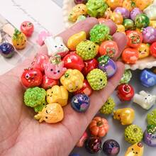 5/10pcs Assorted Resin Fruit & Vegetable Beads, Random Bright Multicolor Small Decorative Beads, Suitable For Decorations, DIY Jewelry Making And Holiday Party Accessories - Multicolor - View 9