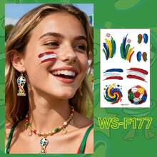 Tatuajes temporales de pintura facial para la Copa Mundial de la FIFA 2026, pegatinas de maquillaje de aficionado al fútbol para eventos de clubes, fiestas - Ver 14