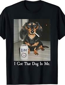 Funny I Got That Dog In Me Dachshund Weiner Dog Smoking Meme T-Shirt - màu đen - Xem 1