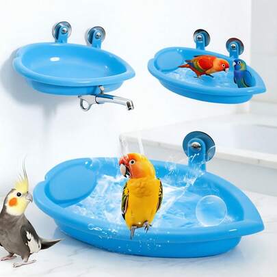 1 Bird Bathing Box / Feeding Tray! A Bird's Attached Bathing Room And Bathroom. This Multi-Functional Feeding Tray Is Splash-Proof And Spill-Proof, A Must-Have For Keeping Pet Parrots. The Bird Bathing And Feeding Tool! The Wall-Mounted Bathing Box And Feeding Tray Are Combined Into One. It Has A Panoramic Transparent Design To Prevent Splashes. The Bird Cage Can Be Placed Outside Without Taking Up Space. It Is An Excellent Choice For Bird Keeping Or As A Gift.