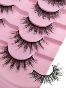 7对C型卷翘假睫毛 漫画假睫毛 娃娃假睫毛 尖刺假睫毛 纤细自然妆效假睫毛 柔软黑色睫毛梗 日韩cosplay妆容 - 黑色 - 查看 7