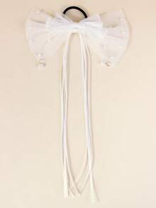 1pc Girl's Tassel Bow Mesh Hair Scrunchie, Suitable For Daily Use - Multicolor - View 5