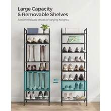 Shoe RackNarrow Shoe Rack Sturdy 8 Tier Metal Tall Shoe Rack Shelf Slim Shoe Storage Organizer For Closet Entryway Small Spaces Vertical Shoe Stand Tower For 18 Pairs Shoes Easy Assembly Black - Black - View 5