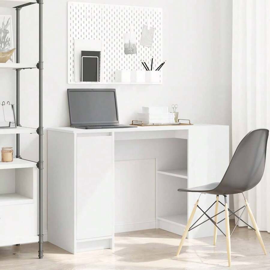 Scrivania bianco 120x42x76 cm madera de ingeniería per ufficio per studio per lavoro da casa con archiviazione design moderno ideale per uso in casa ufficio studio camera da letto soggiorno per ufficio per studio per lavoro da casa con spazio di - Bianco - Visualizzare 1