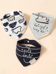 3pcs Baby Cloud Pattern Bandana Bib - Royal Blue - View 6