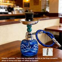 Juego completo de mini narguile de 6 pulgadas, pipa de narguile portátil de un solo tubo con Body de vidrio, tazón de cerámica y soporte para carbón - Pequeño - Ver 11