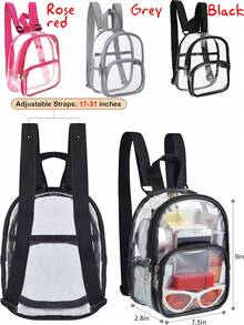 1 pieza Mochila transparente de PVC, mochila de viaje mini para deportes al aire libre, mochila transparente resistente con correas resistentes, adecuada para la escuela y el estudio - 1 Uds. - Ver 2