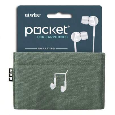 UT Wire Pocket Snap and Store - Funda para auriculares móvil color verde salvia con interior gris sólido