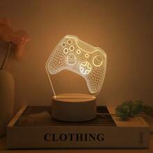 1pc Warm Light 3D Night Light, Warm Light Game Controller Series Night Light, USB Powered LED Desk Lamp, Suitable For Bedroom Bedside, Atmosphere Lamp, Creative Gift Night Light - Yellow - View 7