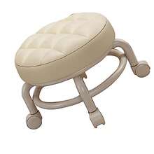 Otomano Rodante Taburete  Estable de Alta Densidad de Scoot de la Espuma de la Memoria de Las Capas Dobles para la Oficina Blanco Crema - Blanco Crema - Ver 8