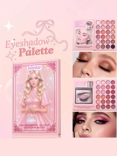 Julystar 48 Colors Eyeshadow Palette High Pigmented Matte Shimmer Glitter Eye Shadow Palette Blendable Long Lasting Makeup Kit For Women