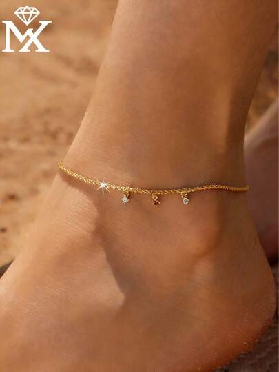 SYMFNY 1pc Minimalist 925 Silver Delicate Snowflake Decor Anklet, Versatile For Daily Wear, Commute, Date, Beach Vacation, Unique Design, Romantic Gift For Girlfriend, Best Friend, Birthday, Valentine's Day