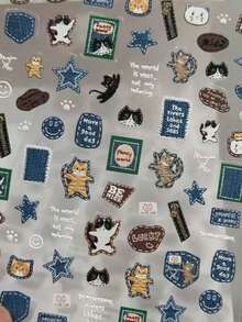 1 miếng dán móng tay hình gấu denim xanh, hình ngôi sao, trái tim và nơ dập nổi 3D dễ thương, thiết kế móng nghệ thuật, tự làm móng. - Nhiều màu - Xem 4