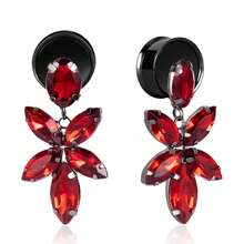 2个闪亮水晶吊坠316不锈钢耳塞 | 优雅耳扩 | 低过敏性身体饰品，适合婚礼和派对 - style-1 - 查看 16