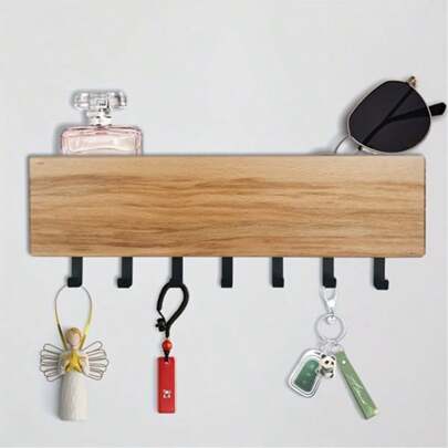 2D Porte-clés en bois multifonction mignon et à la mode - avec 4 crochets et un tournevis