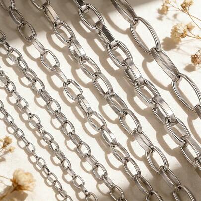 1m 304 Stainless Steel Oval O-Ring Clasp Chain Stainless Steel Chain For DIY Charm Jewelry Necklace & Bracelet Making Chain Stainless Steel Jewellery Handmade Chain