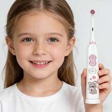 1 pieza Cepillo de dientes eléctrico giratorio con 4 cabezales de cepillo, incluye 2 baterías AAA, cepillo de dientes eléctrico con batería inteligente que se limpia, suave, con una variedad de patrones - Blanco - Ver 4