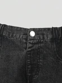 Quần jeans ống đứng dáng rộng thoải mái cho bé trai, quần denim đen cơ bản, phù hợp mọi mùa. - Màu xám đen - Xem 4