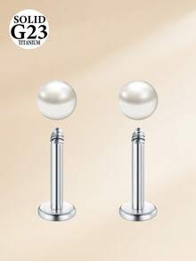 Conjunto de 2 piercings labiais em liga de titânio 16G com base plana, modelo G23, disponíveis nos tamanhos 6mm, 8mm, 10mm e 12mm. Ideal para piercings de cartilagem, tragus, nariz, hélix, concha, medusa, lábio e labret. Perfeito para mulheres e homens. - Prata - Ver 19