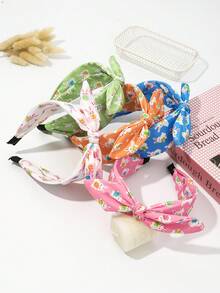 1pc Cute Easter Egg & Rabbit Print Bow Headband, Fashion Party Accessory - Multicolor - View 2