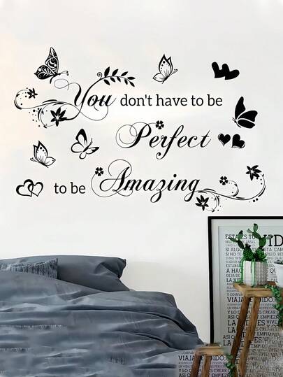 1 pièce Sticker mural à motif papillon, décalcomanie murale amovible et mate auto-adhésive pour chambre à coucher, salon, bureau, décoration de la maison, décoration printanière, apporte de la vitalité à votre maison, cadeau décoratif Rama, cadeau d'anniversaire et de remise des diplômes