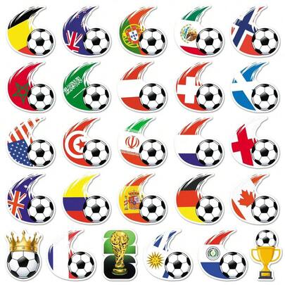 FIFA 51张世界杯足球贴纸，精选42款运动足球防水装饰笔记本贴纸