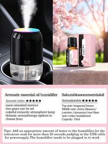 1件 180ml 臥室加濕器，2種工作模式，彩色夜燈，靜音噴霧，家用電動空氣清新機，小型香薰燈，精油擴香機，兼容精油。黑色、白色和粉色可選，適合房間裝飾、汽車、辦公室、客廳、桌面使用，是送給女性的理想禮物。這款USB供電空氣清新機（需插電使用）提供空氣加濕與滋潤，為您創造舒適環境。 - 彩色 - 查看 20