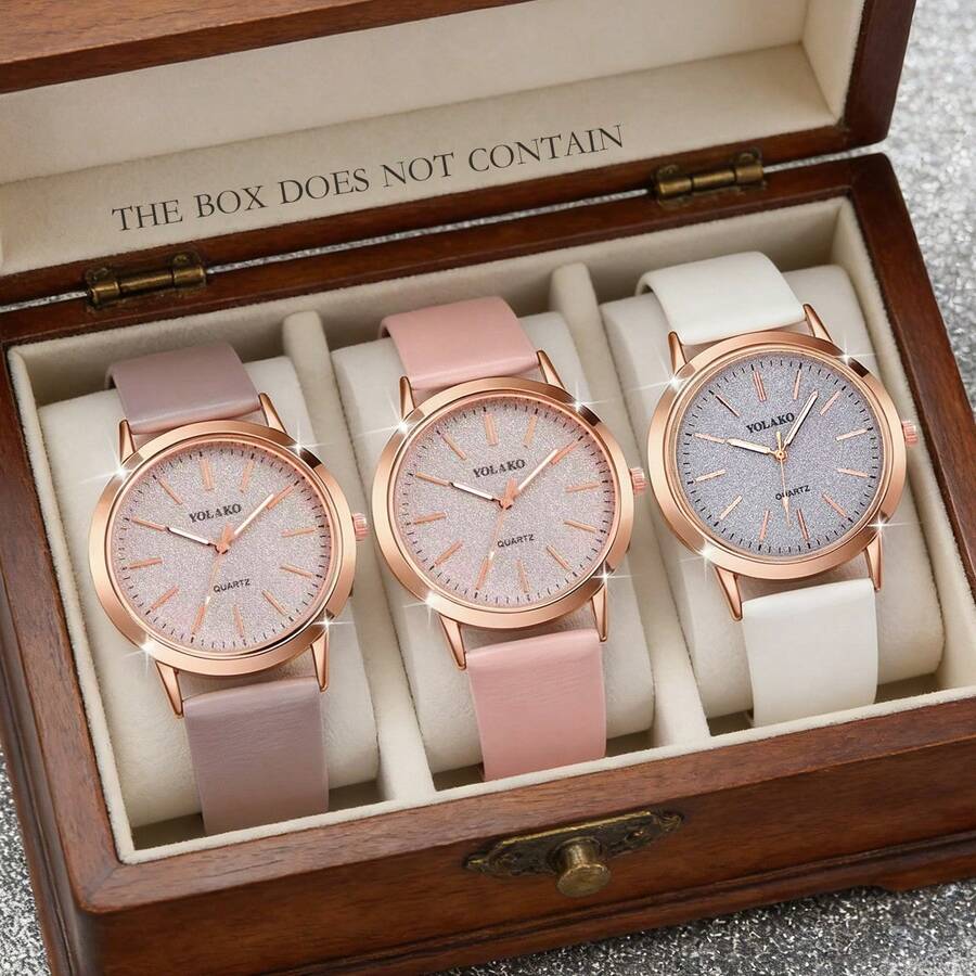 这款时尚舒适的女士PU皮表带石英表，男女皆宜，是学生休闲佩戴的理想之选，也适合派对、节日、婚礼等各种场合。它是返校季、毕业季、感恩节送给女士的最佳礼物。