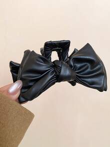 1个韩式优雅皮革蝴蝶结发夹 - 彩色 - 查看 8