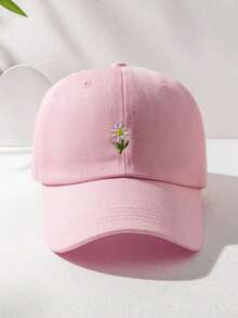 1pc Unisex Y2K Style Embroidered Floral Baseball Cap, Outdoor And Casual Wear, Minimalist Y2K Design, Fashion Sun Hat For Young People - màu đen - Xem 1