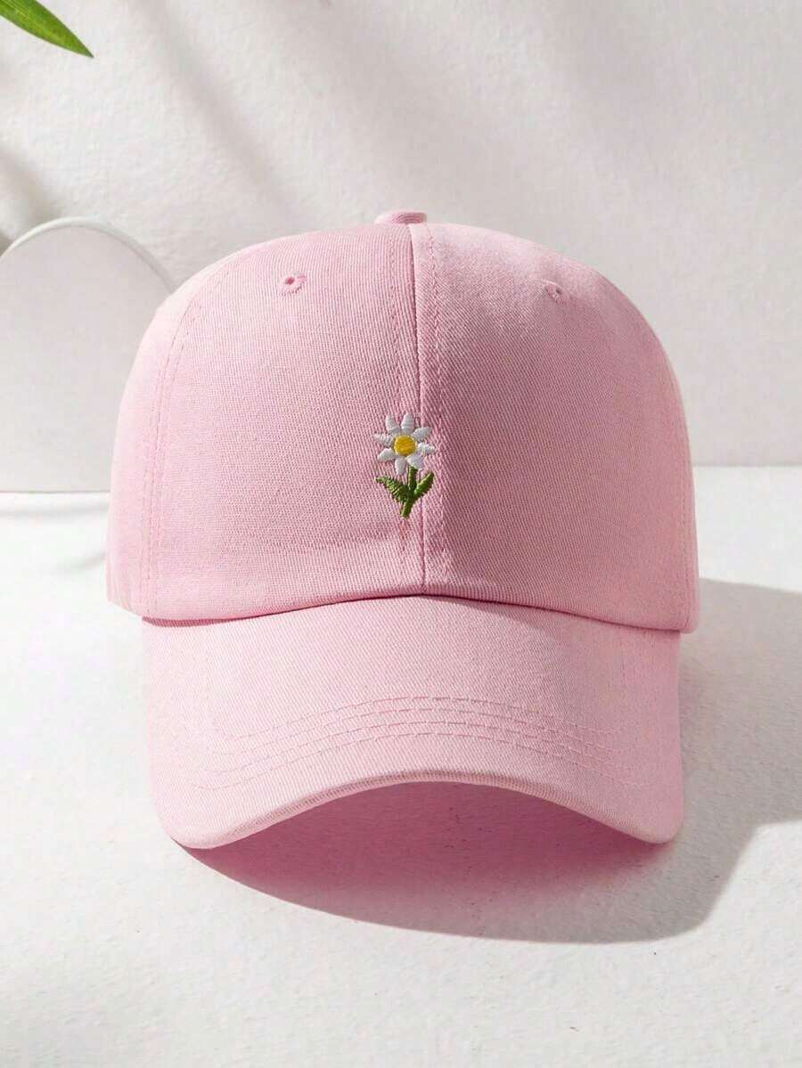 1pc Unisex Y2K Style Embroidered Floral Baseball Cap, Outdoor And Casual Wear, Minimalist Y2K Design, Fashion Sun Hat For Young People - màu đen - Xem 1