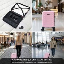Maleta de Cabina ABS 40x30x20(24L)| Equipaje de mano con Ruedas Desmontables para Ryanair | Vueling | Easy-Jet |Wizz Air| Volotea-Negro/AzulMarino/RosaDorada/Morada/Menta/Amarillo/Verde/Rosa - Rosa - Ver 6
