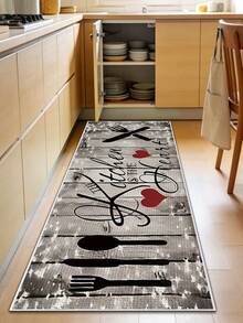 1pc Retro American Style Kitchen Runner Rug, Home Entryway Hallway Carpet, Linen-Like Material, Wooden Grain Decor, Washable Kitchen Mat, Suitable For Kitchen, Entryway, Bar, Laundry Room, Hallway And More - Grey - View 4