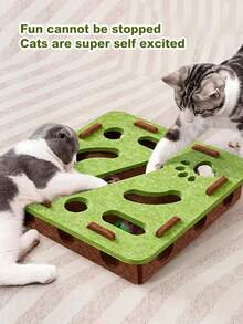 Cat Toys Self-Entertaining Boredom Relief Gadget, Small Cat Pet Puzzle Maze Felt Box With Bell Ball - View 10