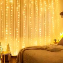 LED Fairy Lights Curtain, (Warm White, White, Colorful), 8 Lighting Modes, USB Remote Control With Timer, Decor For Windows, Christmas, Wedding, Birthday, Home, Patio - USB Curtain Light String - View 23