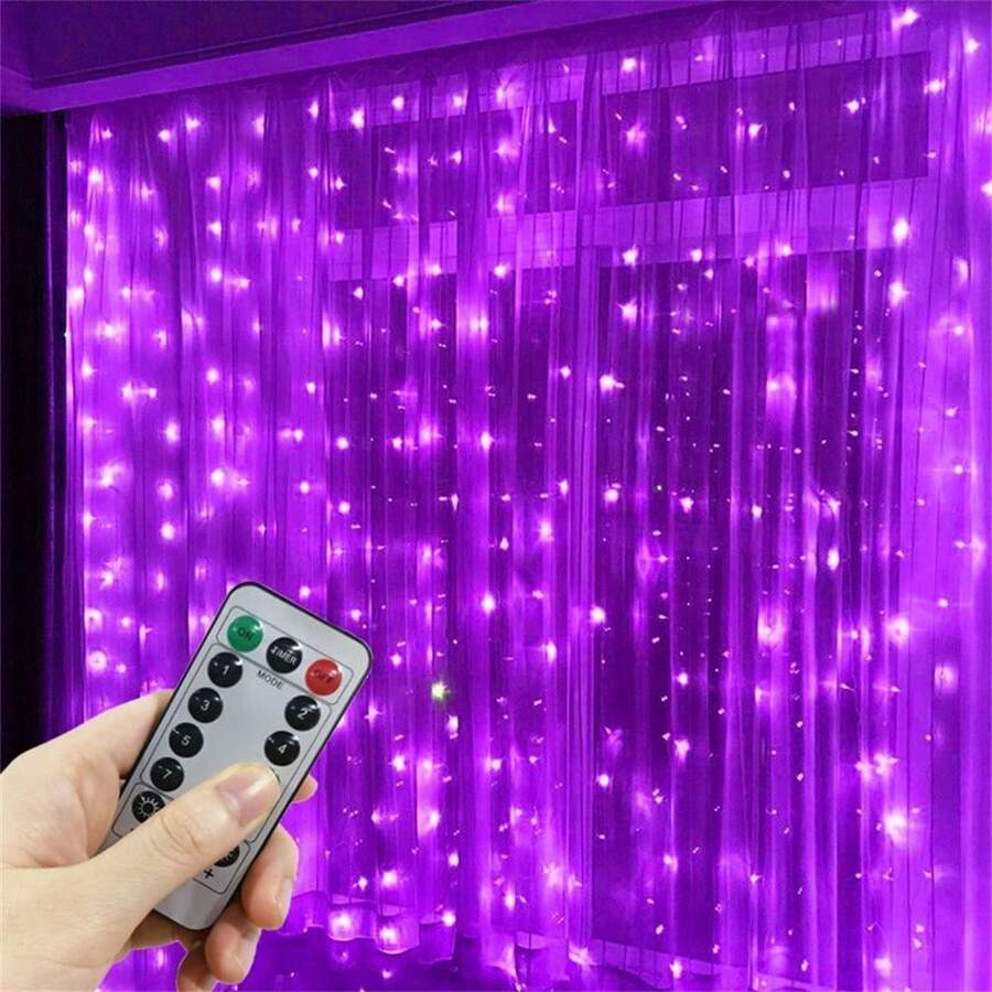 600 LED Curtain String Lights With Remote Control, 19.6ft X 9.8ft USB Powered Fairy Lights For Bedroom Window Christmas Decor, Plastic Material, Holiday Themed With Infrared Sensor, Multiple Modes - No Batteries Included
