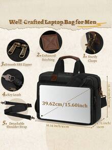 NEWHEY Tas Bahu Kanvas Pria Ukuran 15,6/17,3 Inci, Tas Selempang Laptop Tahan Air untuk Kerja dan Sekolah - MultiWarna - View 8