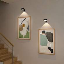 Bộ 1/3/6 đèn gắn tường bằng kim loại màu đen, đèn trưng bày, điều khiển từ xa - Có thể điều chỉnh độ sáng và 3 màu/RGB, có hẹn giờ, đèn chiếu sáng dùng pin cho môn khúc côn cầu trên băng, đèn trưng bày, tủ trưng bày văn phòng, khung ảnh nghệ thuật (Điều khiển từ xa đã bao gồm pin; sản phẩm không bao gồm pin) - đèn tròn - Xem 6