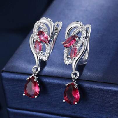一对优雅流线型镂空双层水滴吊坠耳环，奢华派对/活动出席礼品，女士之选