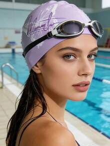 Butterfly Print Silicone Swim Cap, Waterproof Ear Protection, Adult Men & Women Training Swimming Cap - Multicolor - View 3