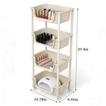 5-Tier White Rolling Storage Cart With Wheels, Heavy Duty Plastic Organizer, Easy Assembly Utility Shelves For Kitchen, Bathroom, Bedroom, Office, Living Room - 查看 3