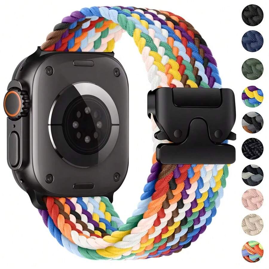 1pc Nylon Stretchy Quick Release Parachute Watch Strap Compatible With Apple Watch 11 10 Band 46mm 42mm 45mm Ultra 49mm 44mm 41mm Braided Bracelet For Series 11 10 9 8 SE 5 6 7 4 3 2 1 Ultra 3 2