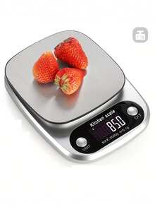 1pc Digital Kitchen Scale, LCD Display, Auto Shut-Off, Battery Powered (Batteries Not Included) - Essential For Precise Cooking And Baking Measurements, Plastic Material, Baking Dedicated Kitchen Scale - Silver - View 1