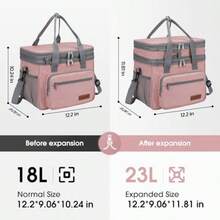 Maelstrom - Mochila Térmica para Comida 23L Hielera Plegable de Doble Nivel para Mujer y Hombre Bolsa de Almuerzo Aislante Impermeable con Bolsillo para Pañuelos Rosa Claro - Rosa claro - Ver 2
