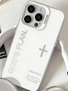 1pc Bible Verse Graphic Phone Case, Shock-Proof Protective Cover, Suitable For IPhone 16 Pro Max/15/14 Plus/13/12/11 - Multicolor - View 4